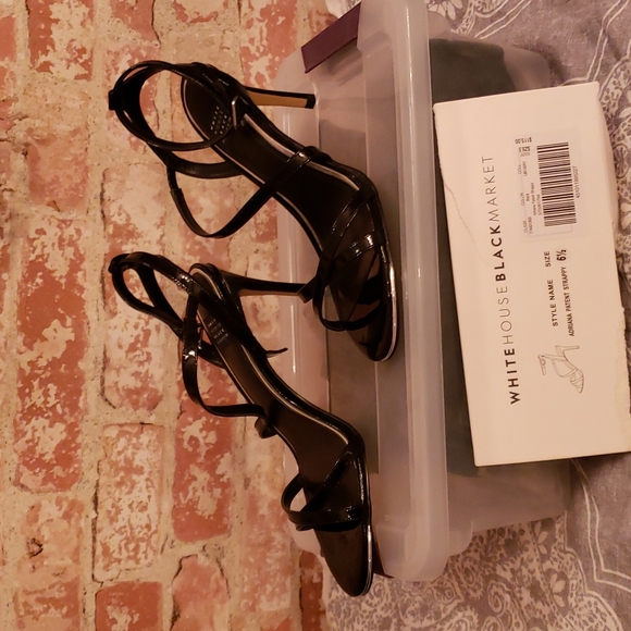 WHBM New Strappy black patent heels in Black size 6.5 - Picture 2 of 7